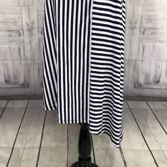 Michael Kors Small Dress Blue White Striped Asymmetrical Stretch Sleeveless NEW - Picture 3 of 8